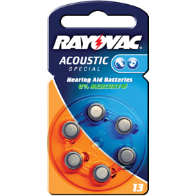 Bl�ster con 6 pilas para aud�fono Rayovac