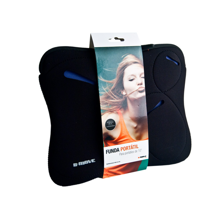 Funda Port�til 10' Neopreno+Bolsillos Negro/Azul