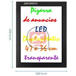 Pizarra de LED de DisplayMatic de 47 x 36 cm transparente