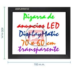 Pizarra de LED de DisplayMatic de 70 x 60 cm transparente