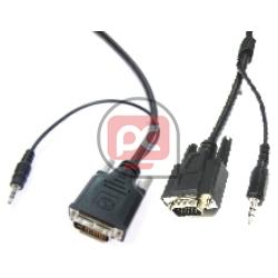 Super cable DVI-I a VGA con jack audio 3,5 mm macho macho de 1,8 m