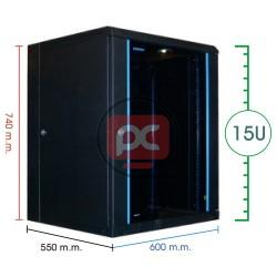 Armario rack de 19 RackMatic SOHORack PRO de 15U y fondo 550