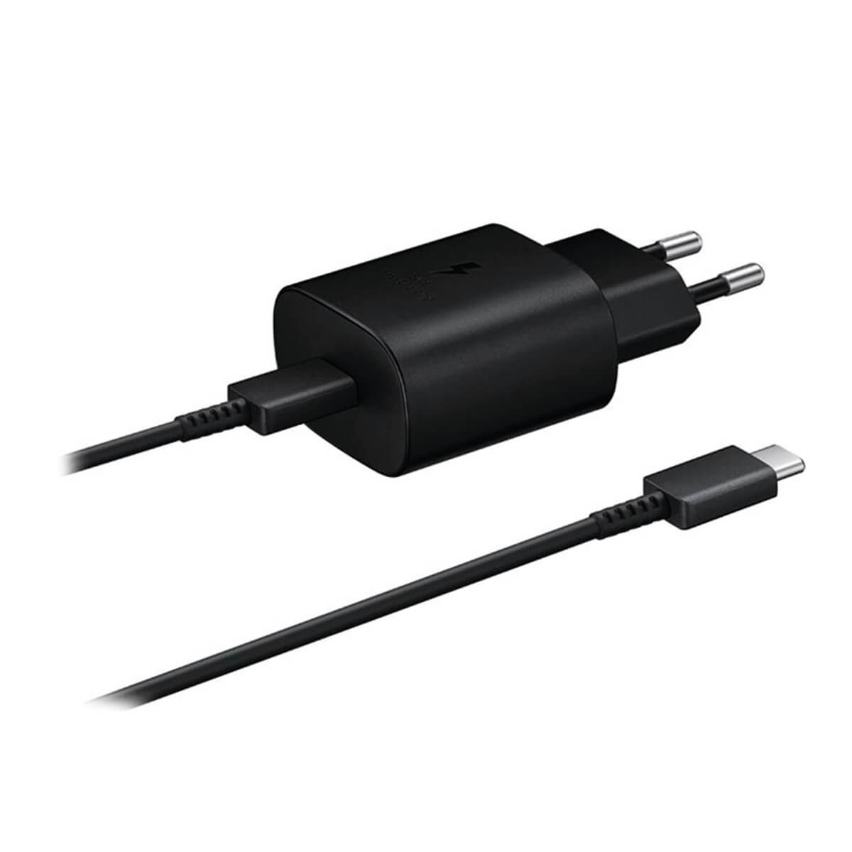 SAMSUNG CARGADOR DE RED COMPATIBLE CARGA RAPIDA 25W USB-C (EP-TA800EBE + EPDG977BBE 2A) NEGRO | Accesorios