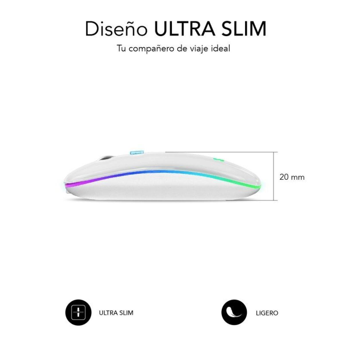 RATON INALAMBRICO POR BLUETOOTH SUBBLIM LED DUAL FLAT/ BATERIA RECARGABLE/ HASTA 1600 DPI/ BLANCO | Inform�tica