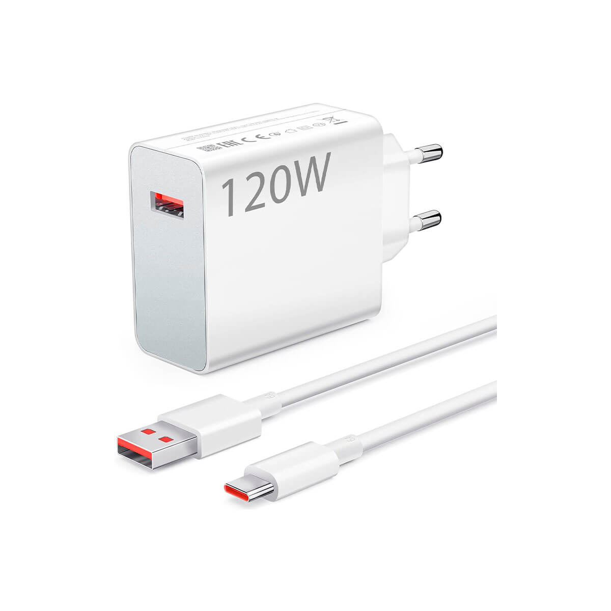 XIAOMI CHARGING COMBO 120W CARGADOR RAPIDO USB-A + CABLE DE DATOS USB-C BLANCO MDY-13-EE |