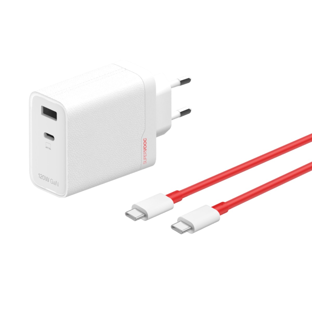 ONEPLUS CHARGER SUPERVOOC 120W DUAL PORT CARGADOR DE CARGA RAPIDA USB-C CON CABLE BLANCO |