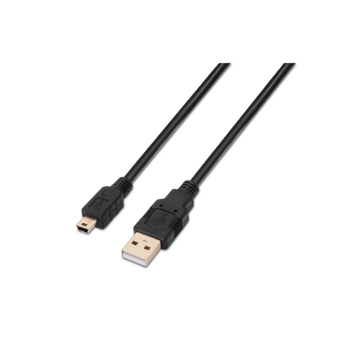 Cable USB 2.0. tipo A/M-Mini B/M. Negro. 0.5m