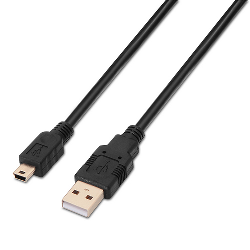Cable USB 2.0. tipo A/M-Mini B/M. negro. 1.8m