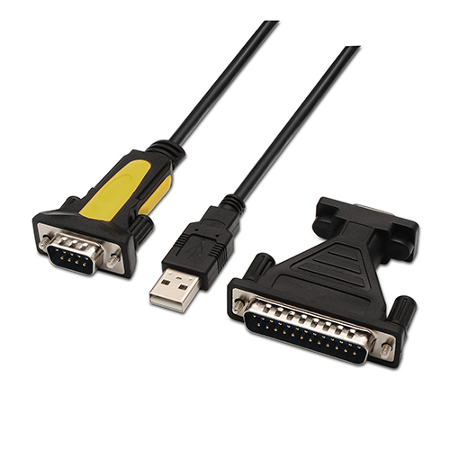 Conversor USB a SERIE. tipo A/M-RS232 DB9/M DB25/M. negro. 1.8m