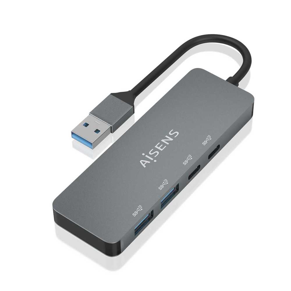 Hub USB 3.2 Aisens A106-0696. 1x Tipo A/M - 2x Tipo C/H - 2x Tipo A/H. 15cm.