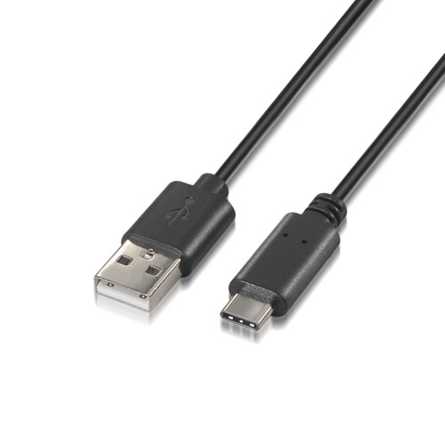 Cable USB 2.0 3A. Tipo USB-C/M-A/M. Negro. 0.5m.