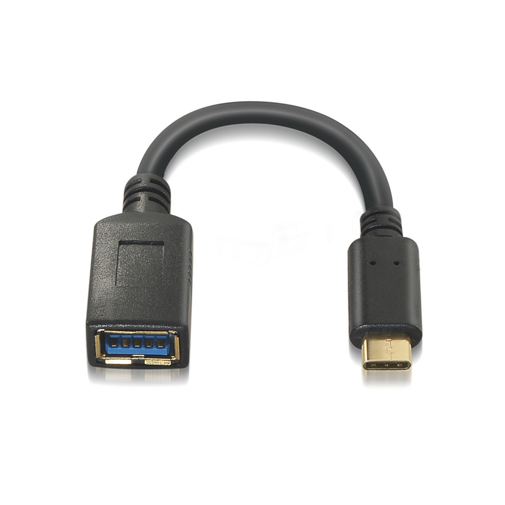 Cable USB 3.1 Gen1 OTG 5Gbps 3A. Tipo C Macho / A Hembra. Negro. 15cm.