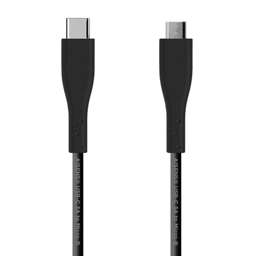 Cable USB 2.0 3A. Tipo USB-C/M - Micro-B/M. Negro 1m.