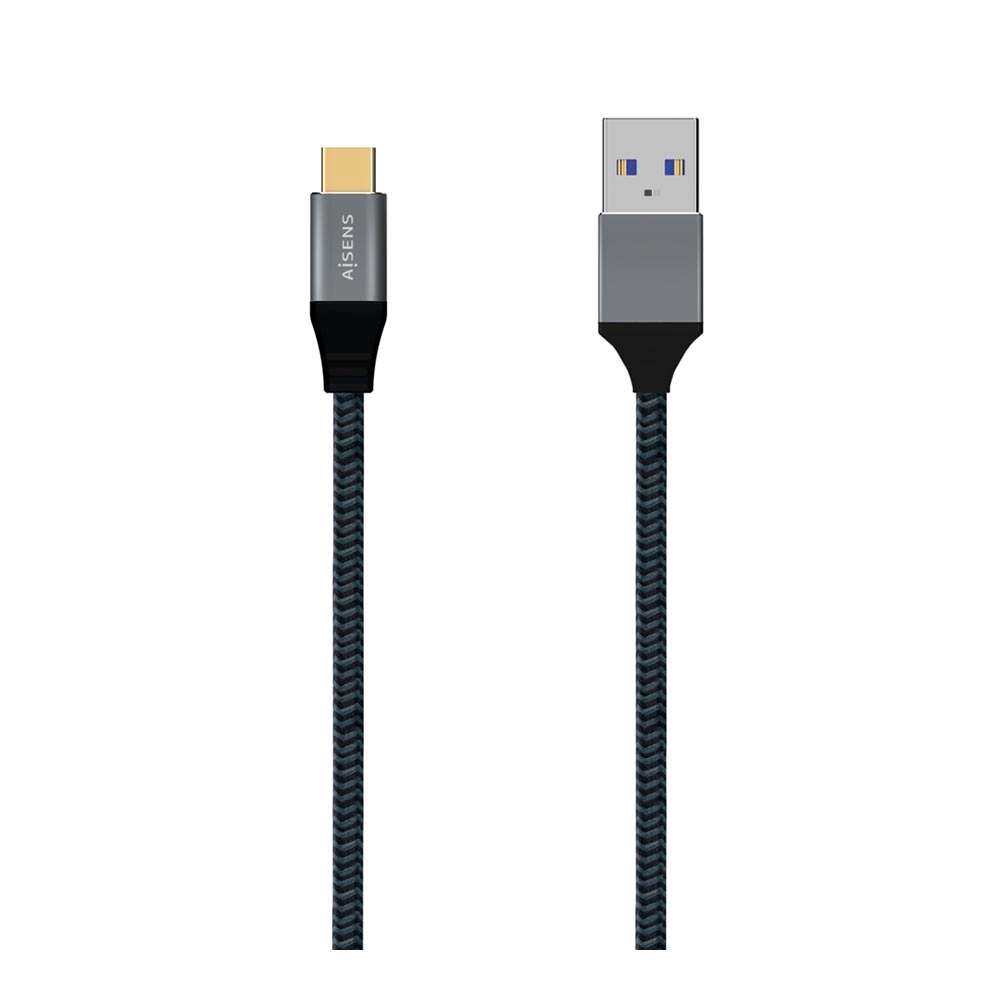 Cable USB 3.1 Gen2 Aluminio 10Gbps 3A. Tipo USB-C/M-A/M. Gris. 2m.