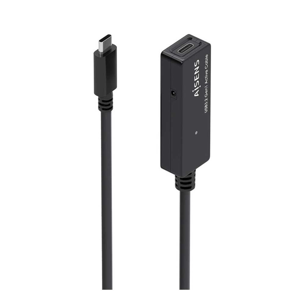 Cable USB 3.2 Gen1x1 Prolongador con Amplificador. USB-C/M-USB-C/H. Negro. 5m