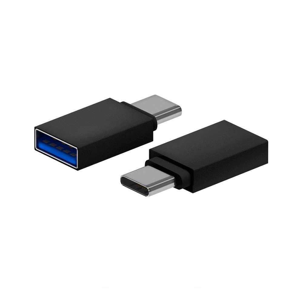 Mini Adaptador Aluminio USB 3.2 Gen1 3A. USB-C/M-A/H. Negro