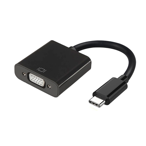 Conversor USB-C a VGA. Tipo USB-C/M - HDB15/H. Negro. 15cm.