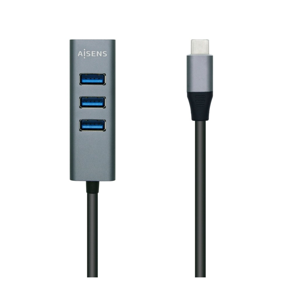 Hub USB 3.1 USB-C. USB-C Macho a 4xTipo A Hembra. Gris. 10cm.