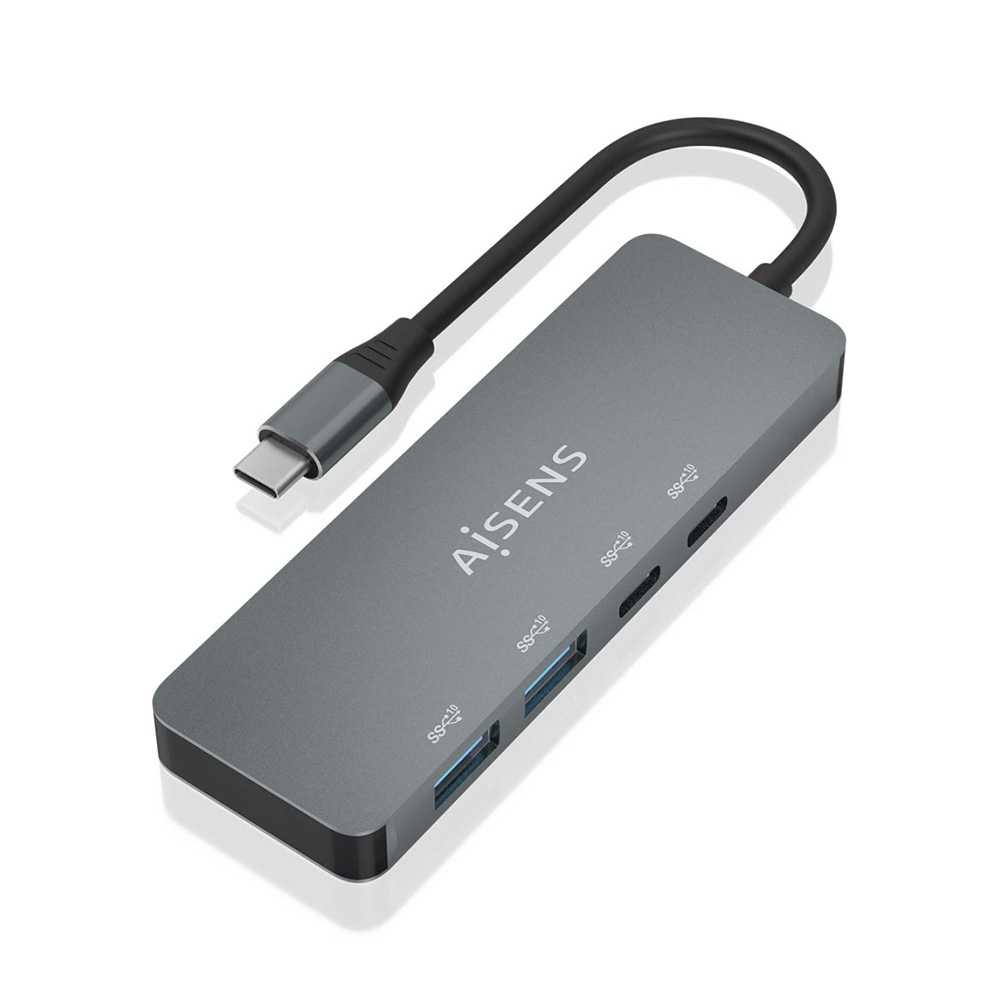 Hub USB 3.2 Gen2 10G USB-C. USB-C/M-2xUSB-C/H-2xUSB-A/H. Gris. 15cm.