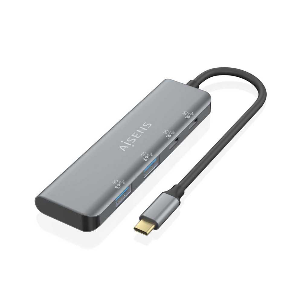 Hub USB 3.2 Gen1 5G USB-C. USB-C/M-2xUSB-C/H-2xUSB-A/H. Gris. 15cm.