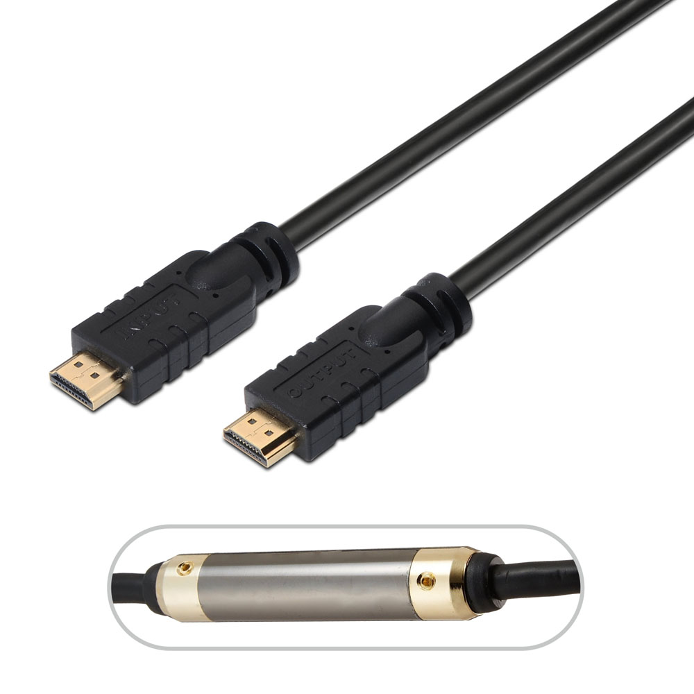 Cable HDMI alta velocidad v1.4/HEC. Tipo A/M - A/M. Amplificador de seal. Negro. 30m.