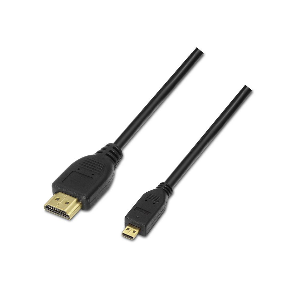Cable HDMI Alta velocidad. Tipo A-Macho/Micro HDMI D-Macho. Negro. 0.8m.