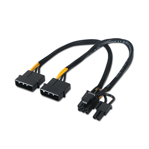 Cable tarjeta gráfica. 2xMOLEX 4pin/M-PCI-E(MOLEX 6+2pin)/M. 20cm