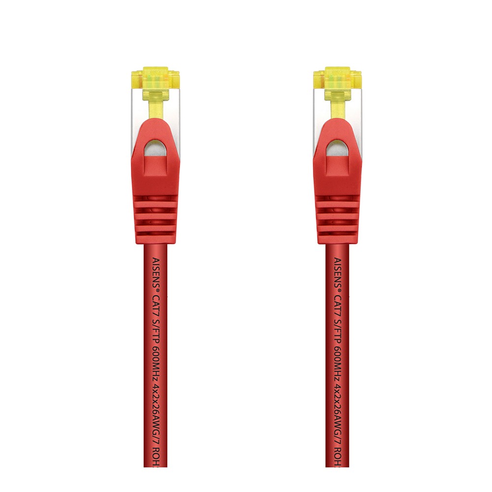 Cable de red RJ45 LSZH Cat.7 S/FTP PIMF AWG26. Rojo. 25cm.