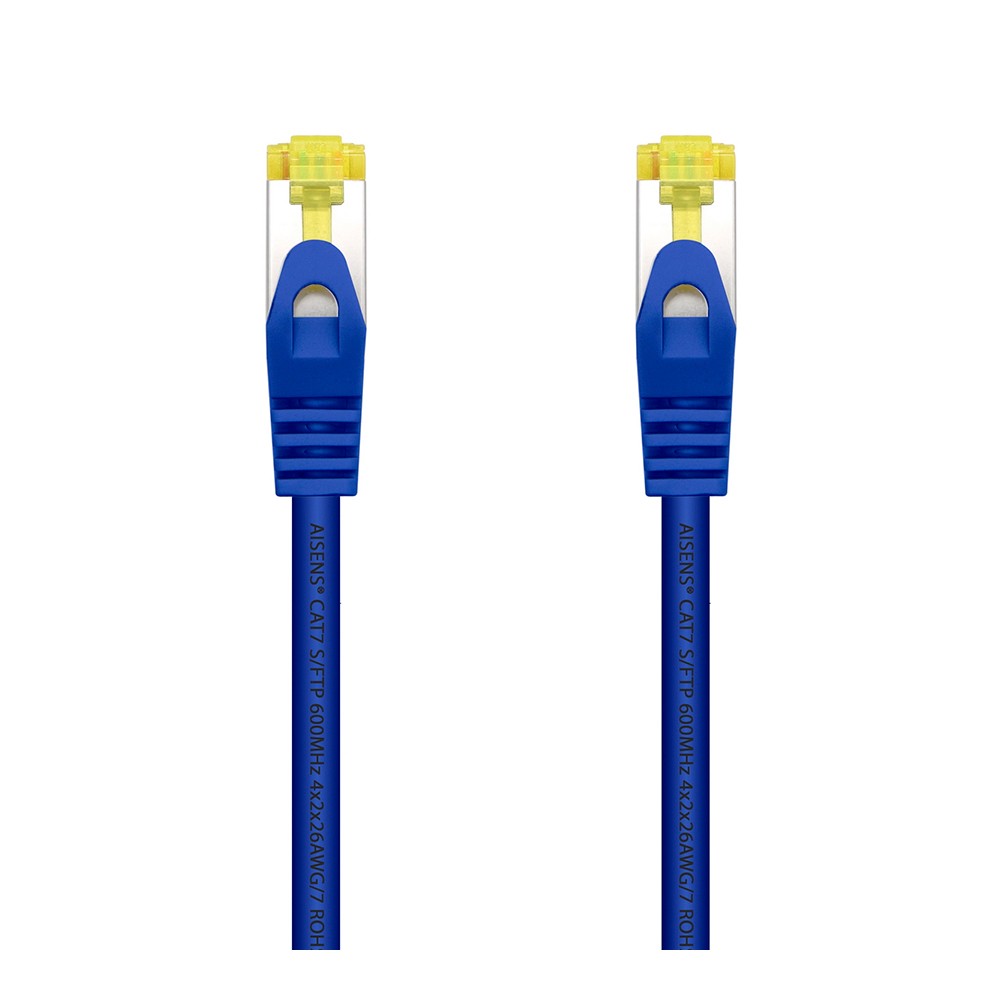 Cable de red RJ45 LSZH Cat.7 S/FTP PIMF AWG26. Azul. 25cm.