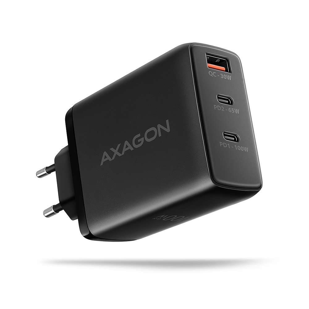 Axagon ACU-DPQ100. Cargador 3 puertos USB (PD3.0 Y QC4+) hasta 100W