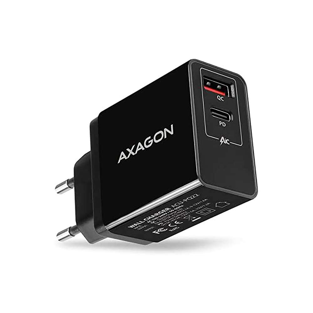 Axagon ACU-PQ22. Cargador 2 puertos USB (QC3.0 + USB-C) hasta 22W | Accesorios general