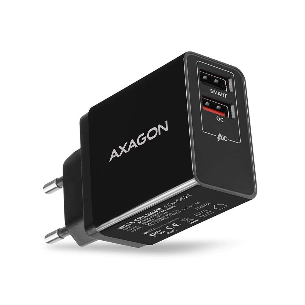 Axagon ACU-QS24. Cargador 2 puertos USB (QC3.0) hasta 24W