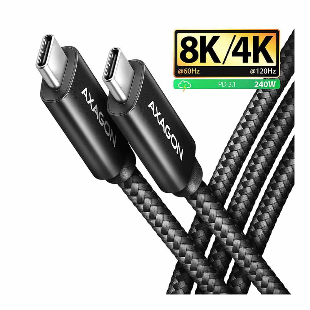 AXAGON BUCM4X-CM10AB NewGEN+ cable USB-C <-> USB-C. 1m. USB4 Gen 3?2. PD 240W. 8K HD. ALU