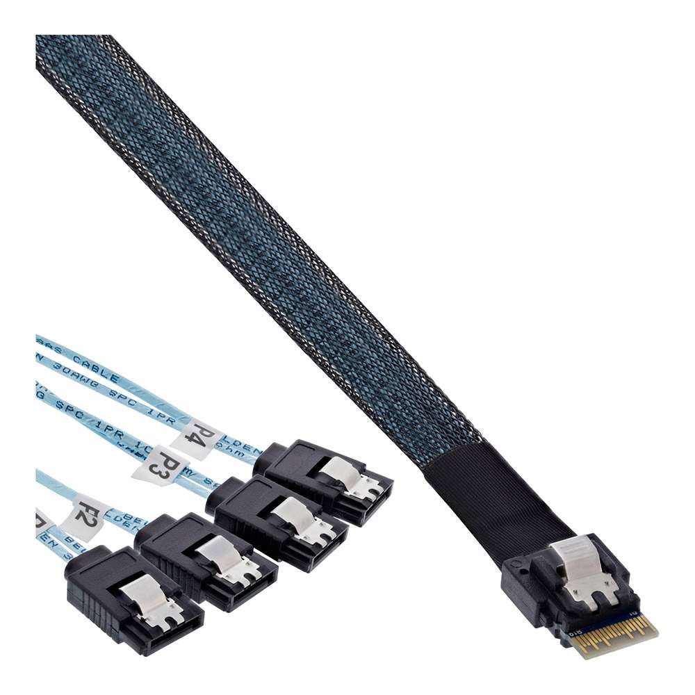 Inline 27646A. Cable Slim SAS SFF-8654 a 4 SATA. 0.5m.