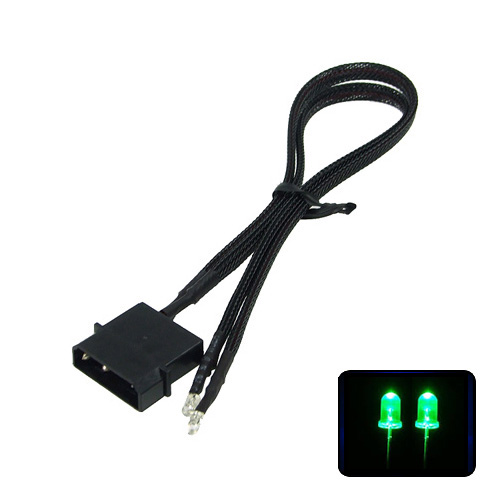Phobya LED Doble 5mm. Ultrahell Verde Cable Sleeve Negro