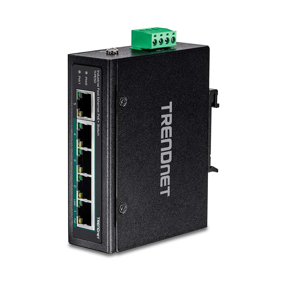Trendnet TI-PE50. Switch DIN-Rail PoE 5 Puertos.