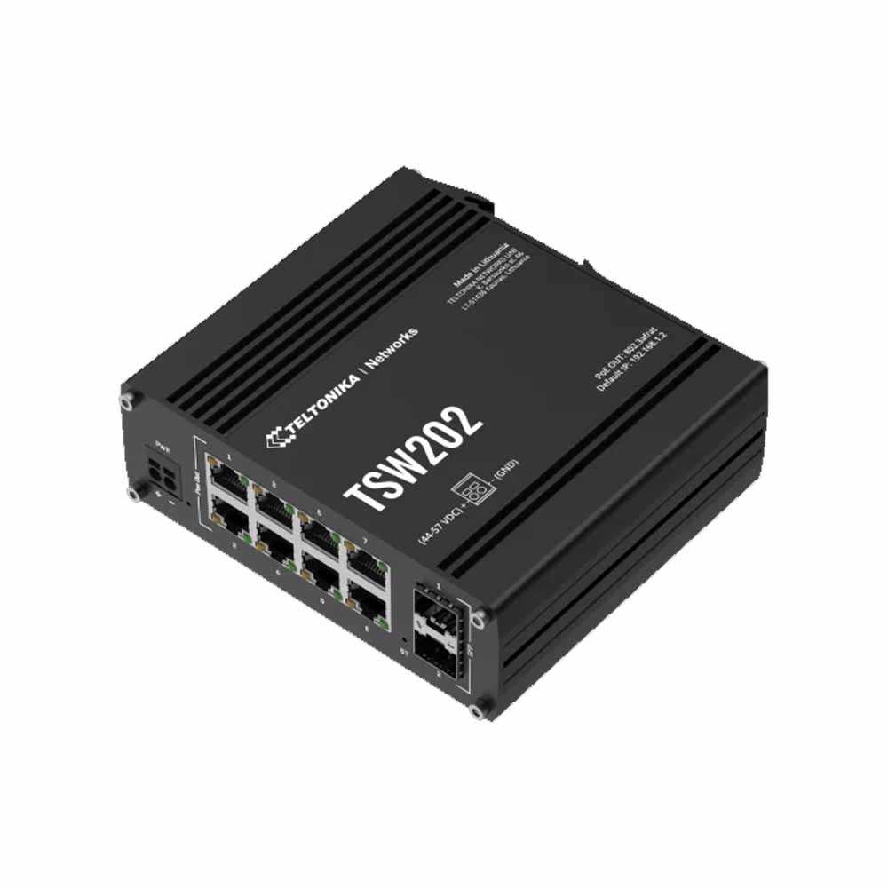 Teltonika TSW202. Switch DIN-Rail PoE 8 Puertos.