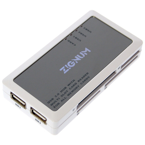 Zignum Card Reader + HUB x 3 USB 2.0. Blanco