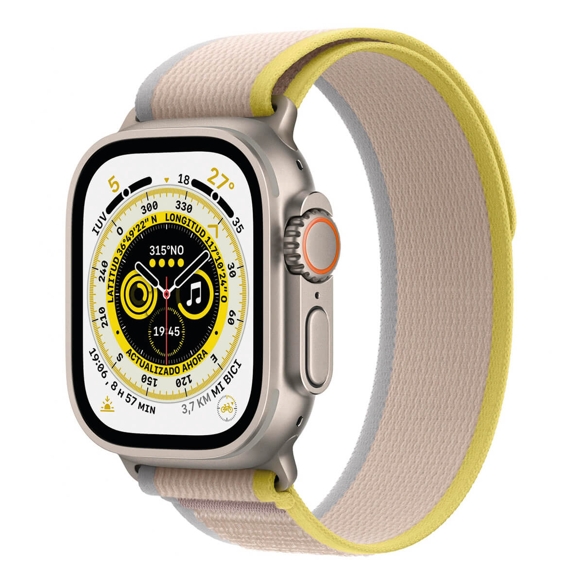 APPLE WATCH ULTRA (GPS + CELLULAR) 49MM TITANIO CON CORREA TRAIL LOOP AMARILLA/BEIGE MQFU3TY/A - TALLA M/L