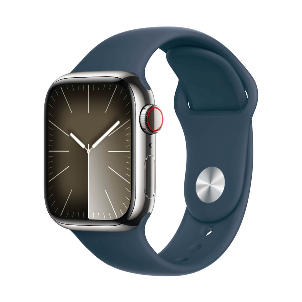 APPLE WATCH SERIES 9 GPS + CELLULAR 41 MM ACERO INOXIDABLE PLATA Y CORREA DEPORTIVA AZUL (STORM BLUE) MRJ23QL/A - TALLA S/M