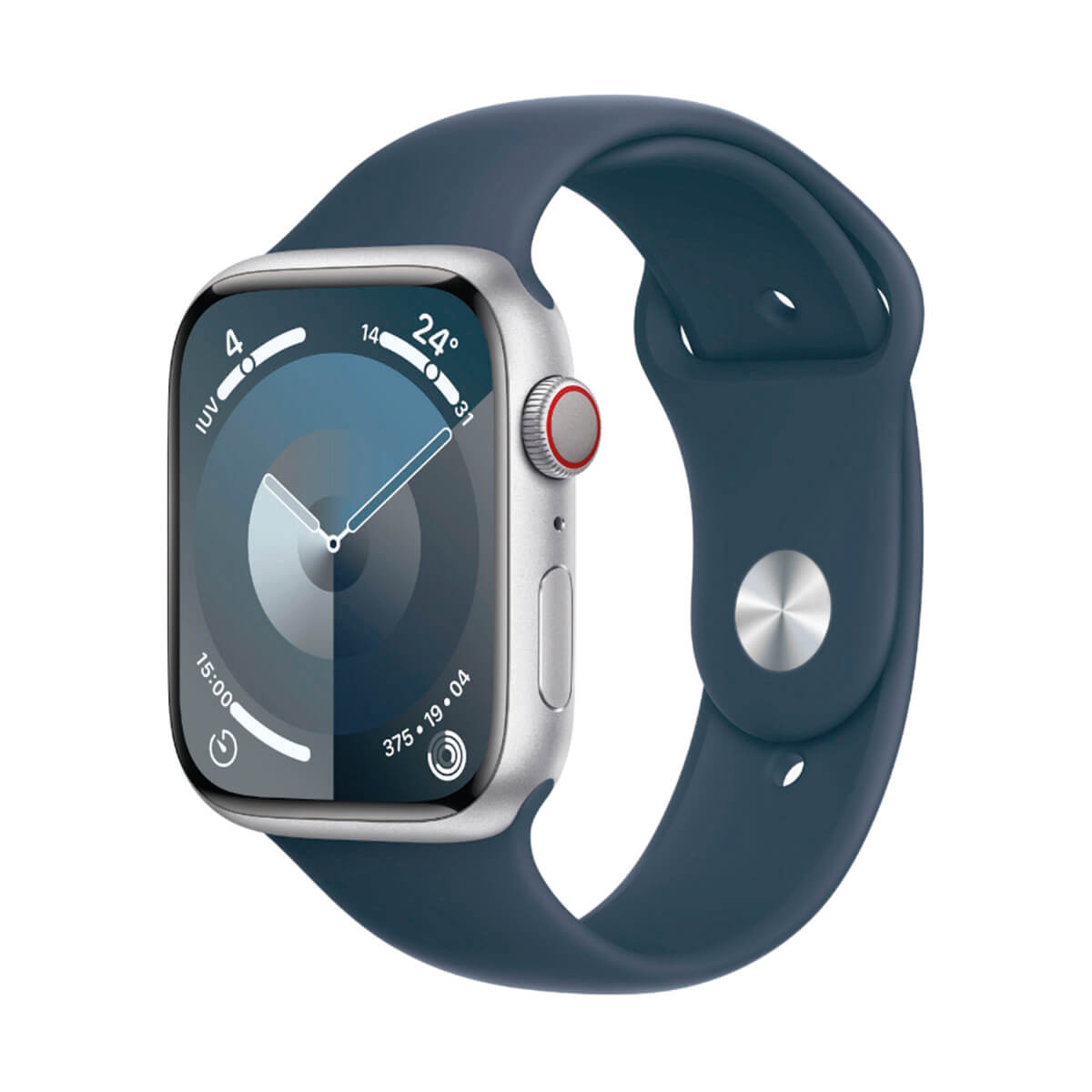 APPLE WATCH SERIES 9 GPS + CELLULAR 45 MM ALUMINIO PLATA Y CORREA DEPORTIVA AZUL (STORM BLUE) MRMH3 - TALLA M/L