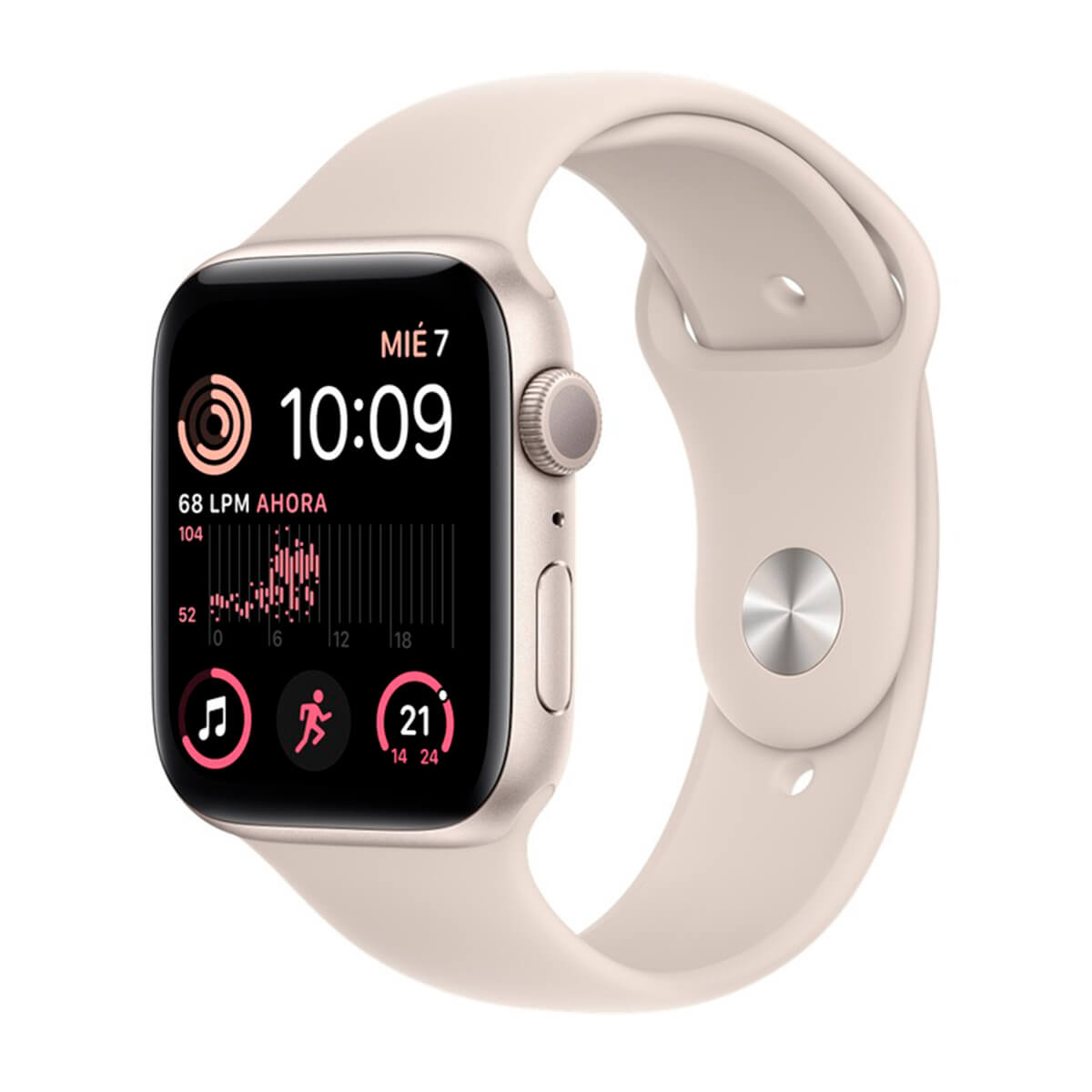 APPLE WATCH SE (2 GEN.) GPS 44MM ALUMINIO BLANCO ESTRELLA (STARLIGHT) Y CORREA DEPORTIVA BLANCA (STARLIGHT)