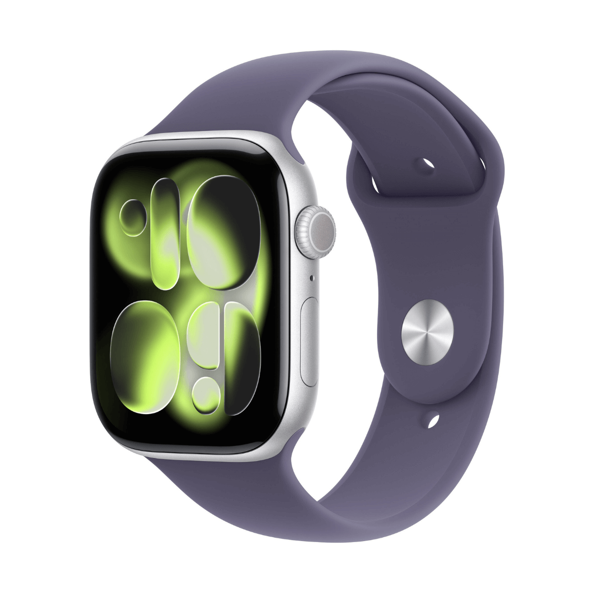 APPLE WATCH SERIES 11 GPS 46MM ALUMINIO PLATA Y CORREA SPORT BAND NIEBLA LILA (PURPLE FOG) - TALLA S/M | Wearables