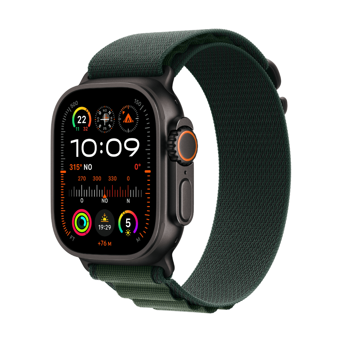 APPLE WATCH ULTRA 2 GPS + CELLULAR 49MM TITANIO NEGRO CON CORREA ALPINE LOOP VERDE OSCURO - TALLA M | Wearables