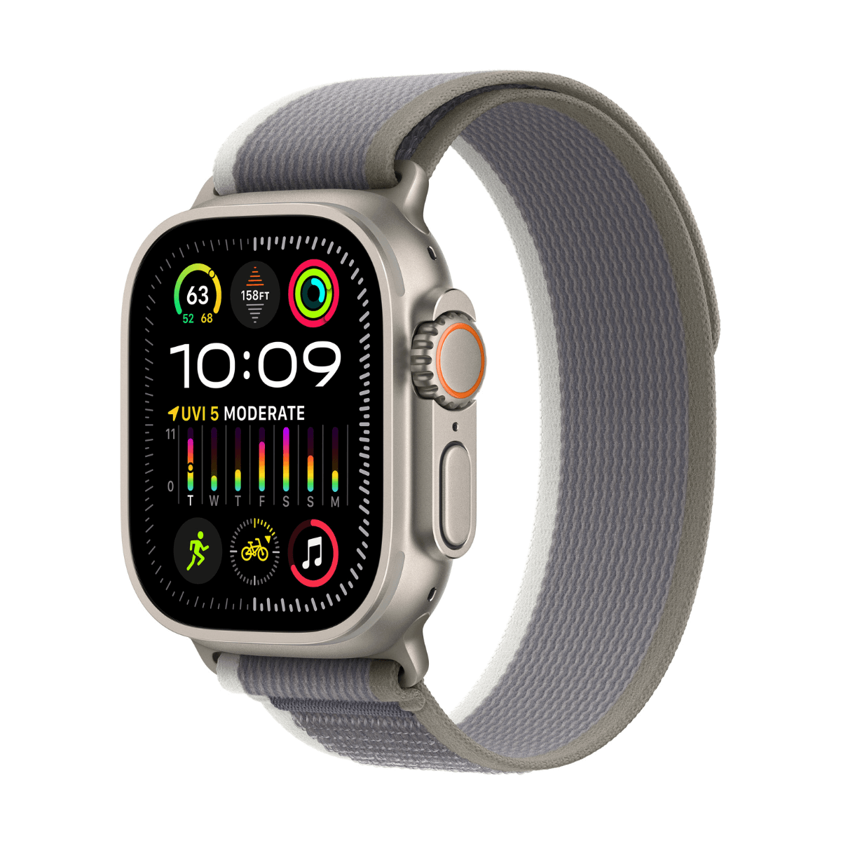 APPLE WATCH ULTRA 2 GPS + CELLULAR 49MM TITANIO CON CORREA TRAIL LOOP VERDE/GRIS - TALLA S/M