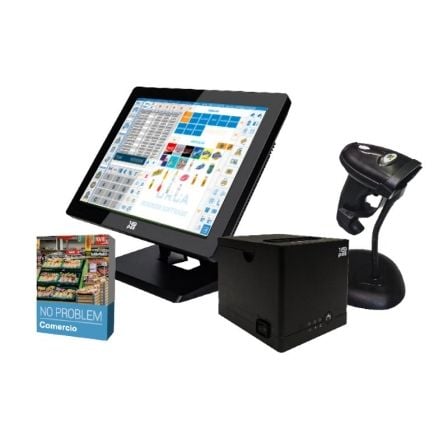 BUNDLE 10POS GESTION COMERCIO - TPV PT-15FIIIN464W1 CON W10 - IMPRESORA TICKET RP-9N - ESCANER LASER LS-270UN - SOFTWARE NO PROB