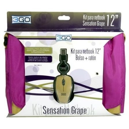 BOLSA + RATON 3GO SBG12 PARA PORTATILES/ TABLETS HASTA 12"/ ROSA