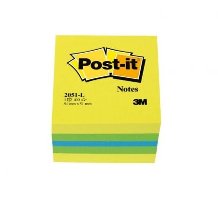 NOTAS ADHESIVAS 3M POST-IT MINI CUBO 2051-L/ 5.1 X 5.1CM/ 3 COLORES