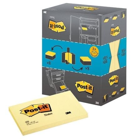 PACK AHORRO 16 BLOCS DE NOTAS ADHESIVAS 76 X 127MM. 100HOJAS POST-IT - 3M | Celo, post-it, gomas elsticas