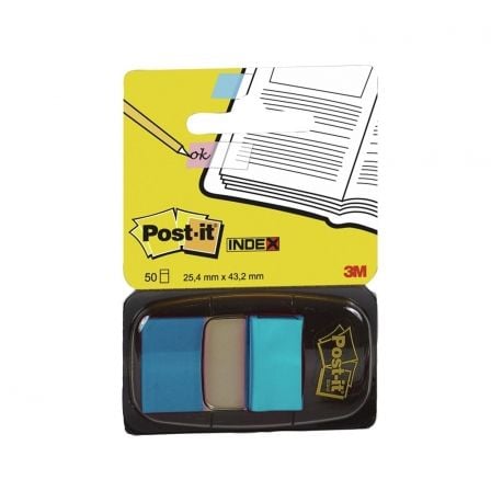 MARCADOR INDEX MEDIANO POST-IT  3M -  DISPENSADOR 50 UNIDADES -AZUL BRILLANTE